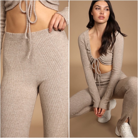 NWT Lulu’s Emery Park Knitted Parted Hem Leggings - Picture 2 of 16